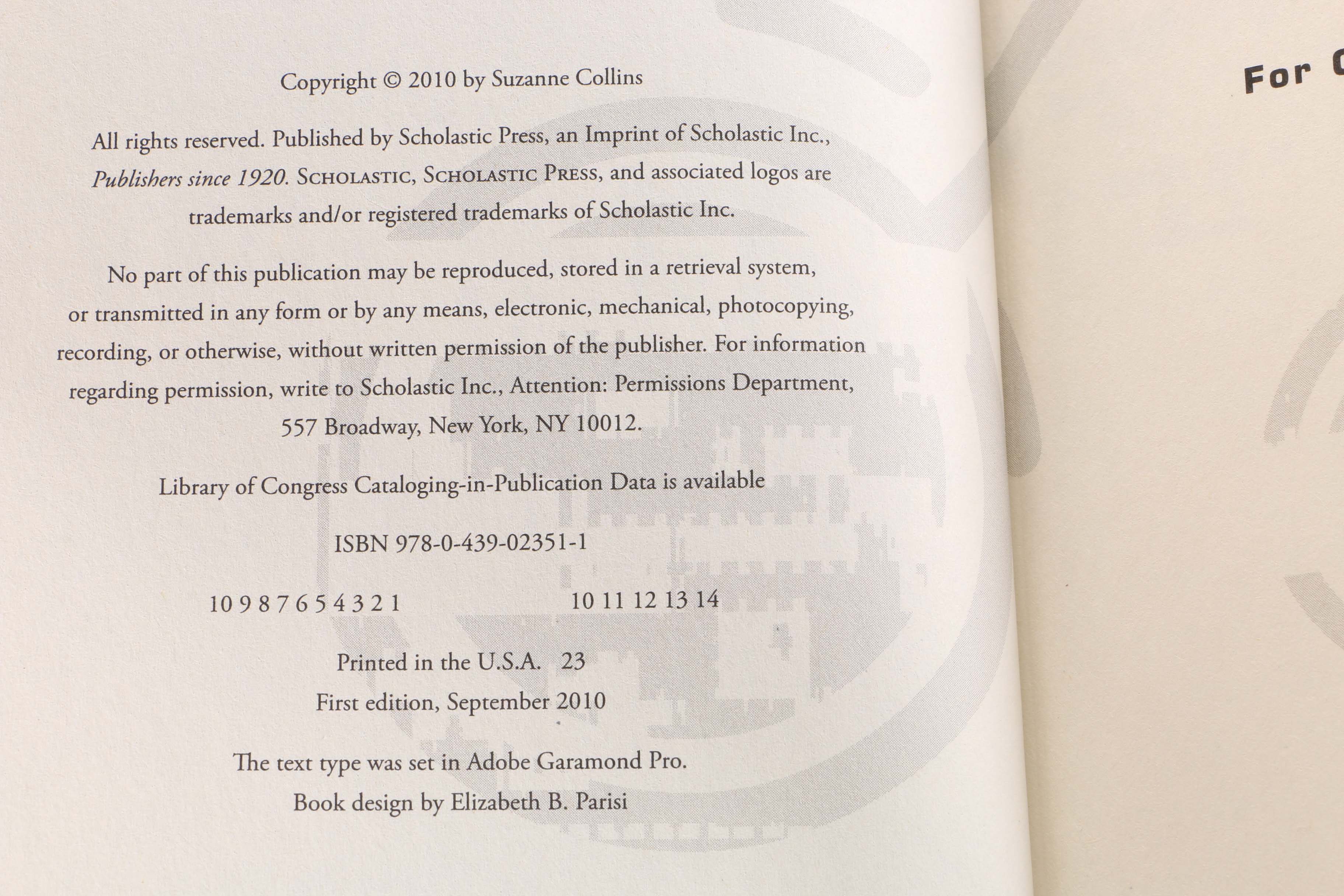 Suzanne Collins Signed First Edition "Mockingjay"