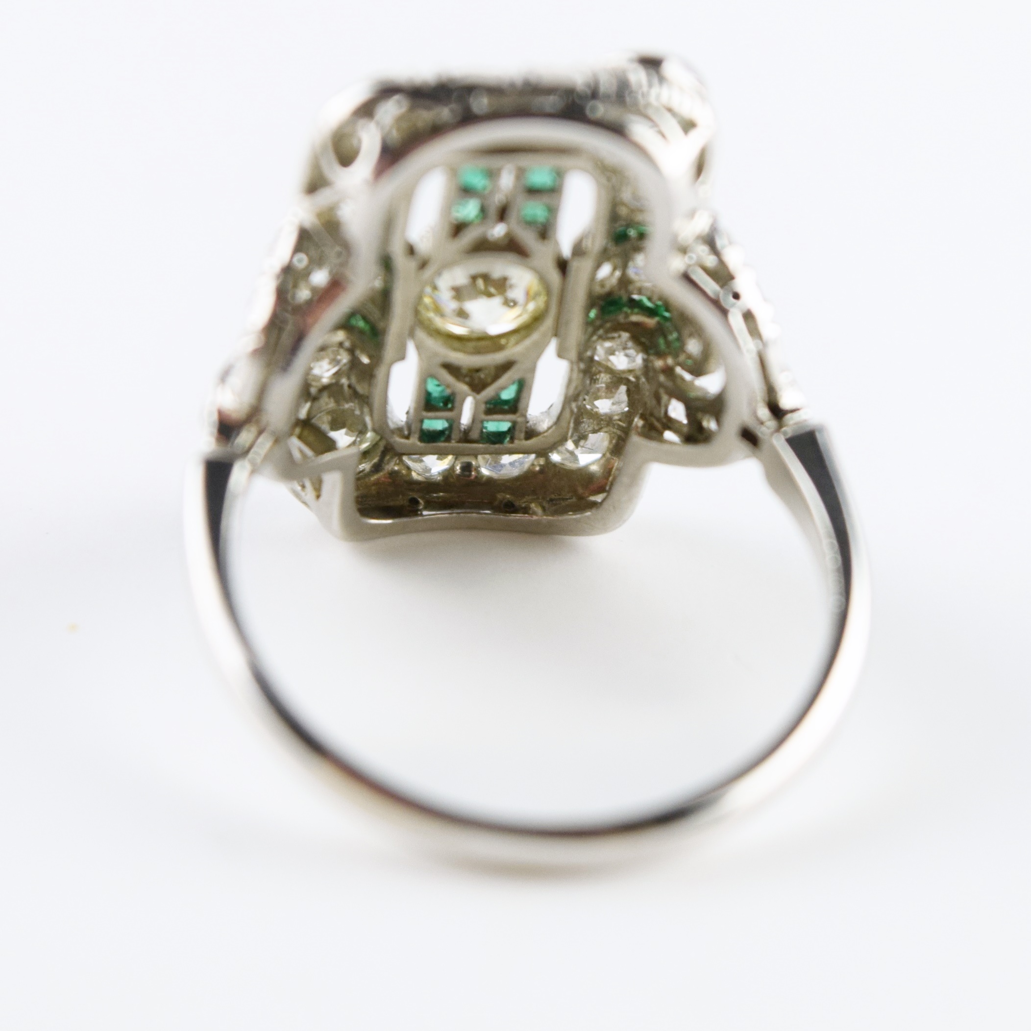 Spectacular Art Deco Diamond Cocktail Ring in Platinum and 14K White Gold