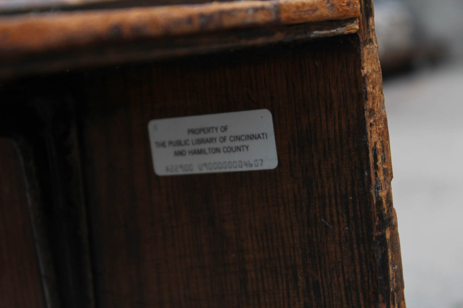 Antique Oak Rolling Library Cart