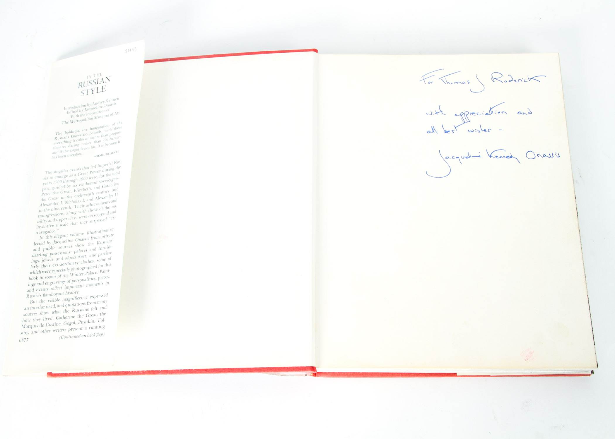 "In The Russian Style" edited by Jacqueline Onassis, Signed First Edition