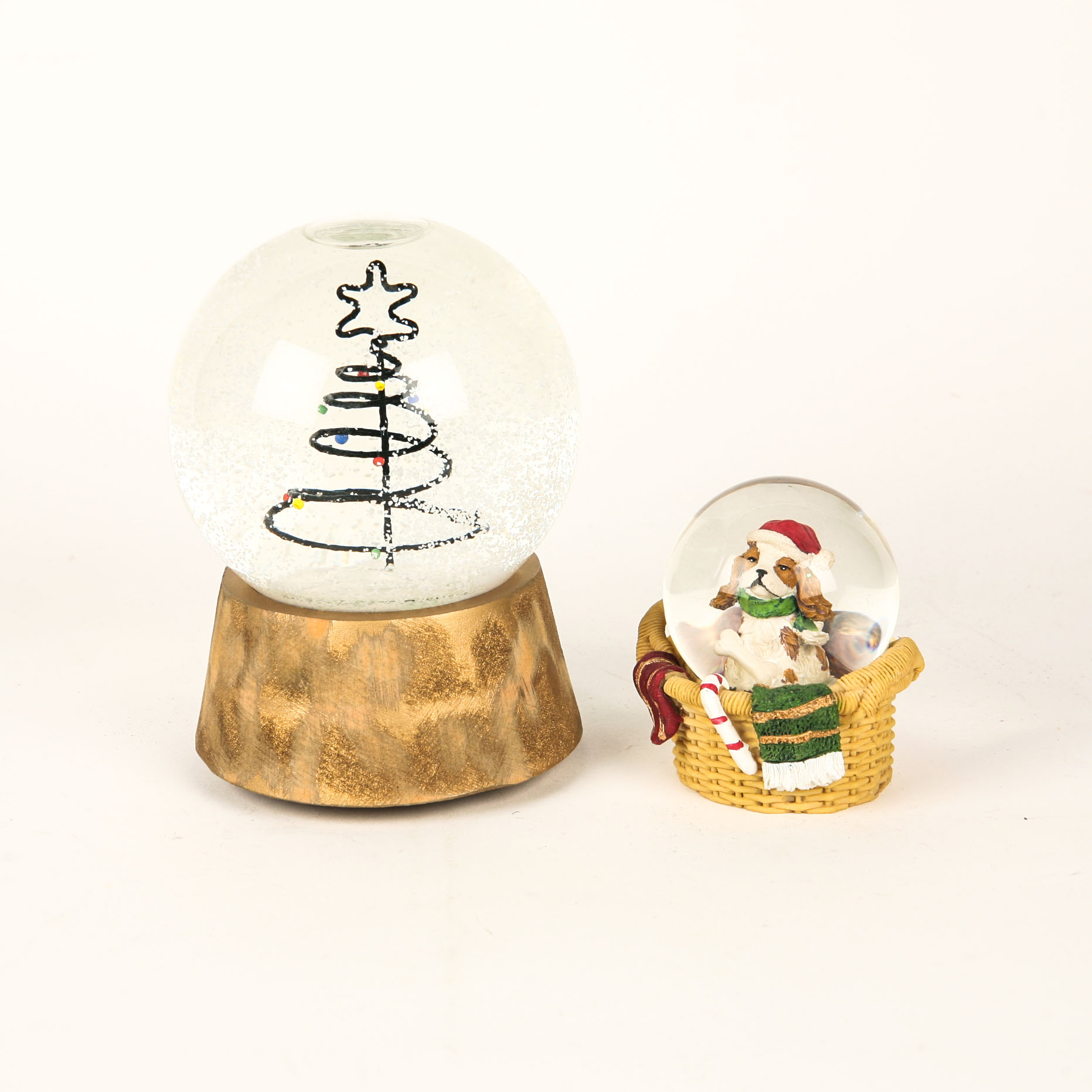 Pair of Christmas Snow Globes