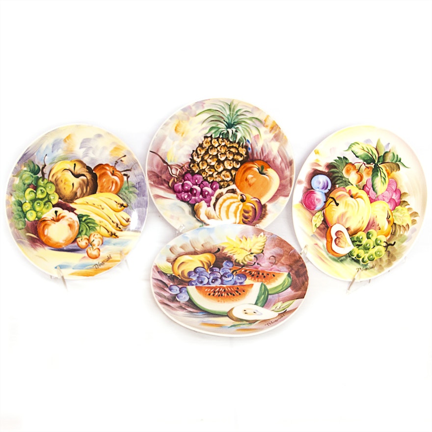 Set of Four Vintage T. Nagasaki Hand Painted Decorative Plates