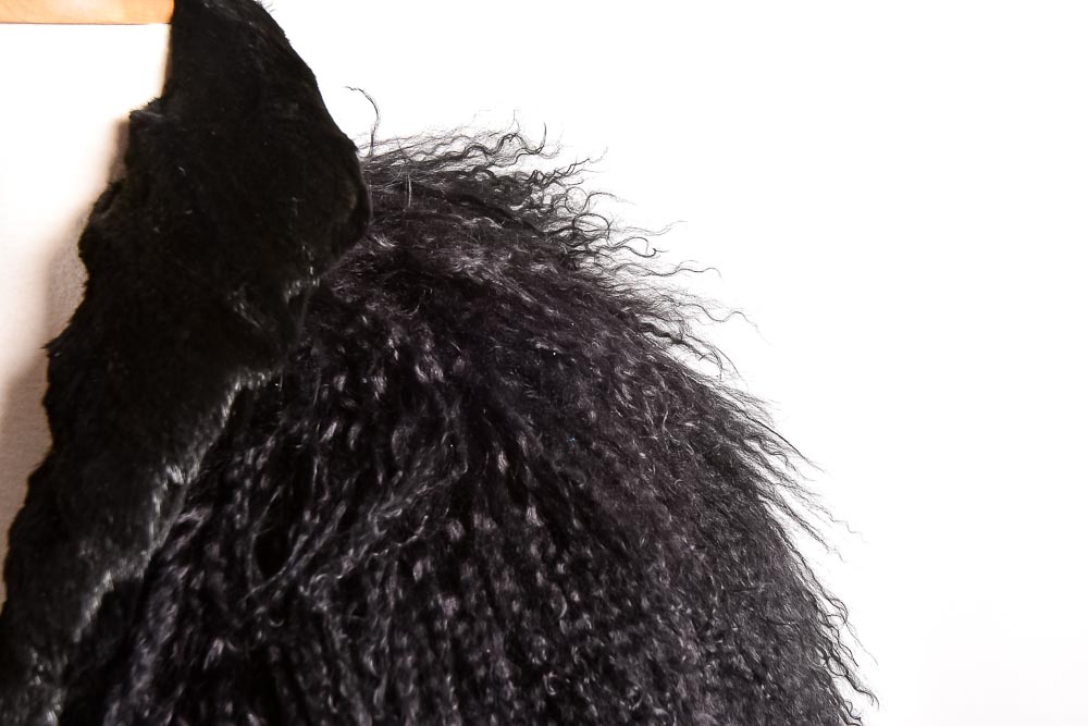 Tibet Lamb and Rabbit Black Fur Coat