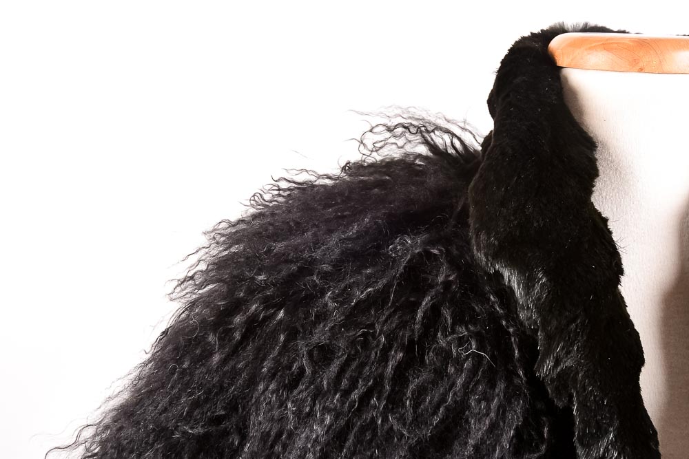 Tibet Lamb and Rabbit Black Fur Coat