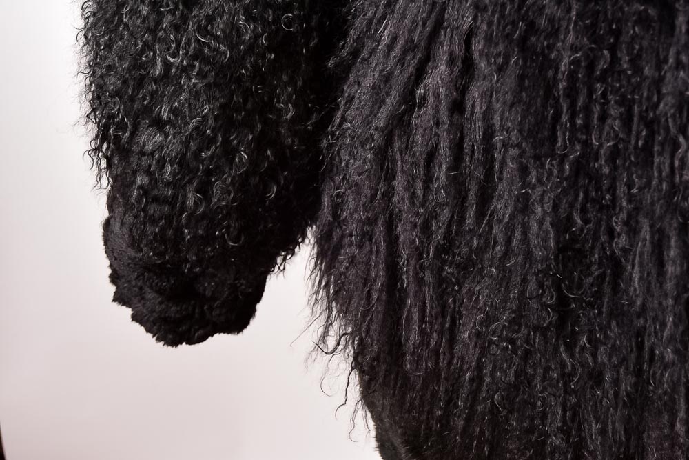 Tibet Lamb and Rabbit Black Fur Coat