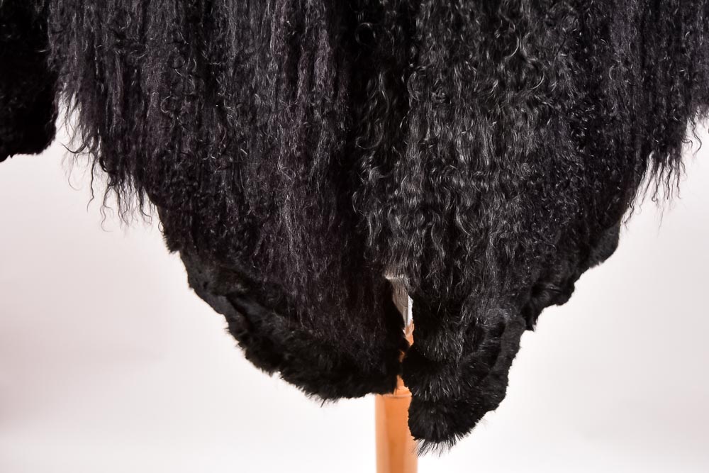Tibet Lamb and Rabbit Black Fur Coat