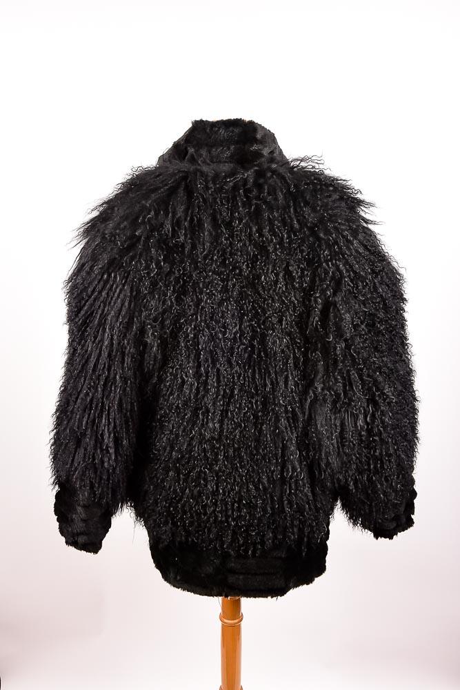 Tibet Lamb and Rabbit Black Fur Coat