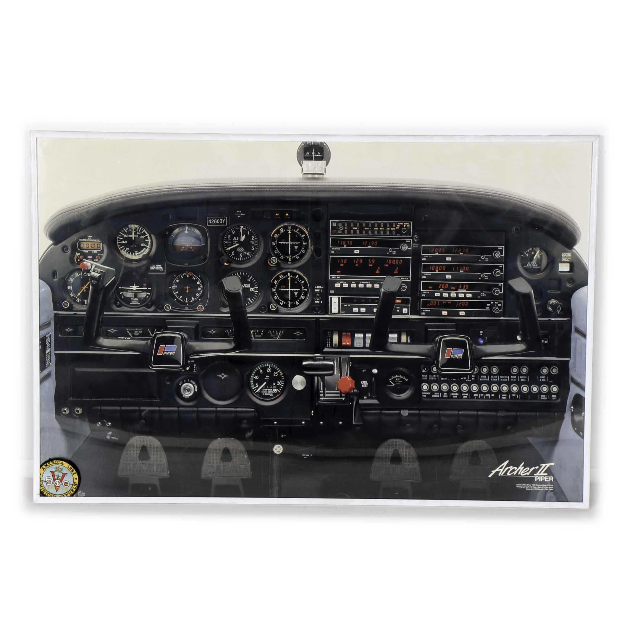 Framed "Archer II Piper" Airplane Control Panel Poster
