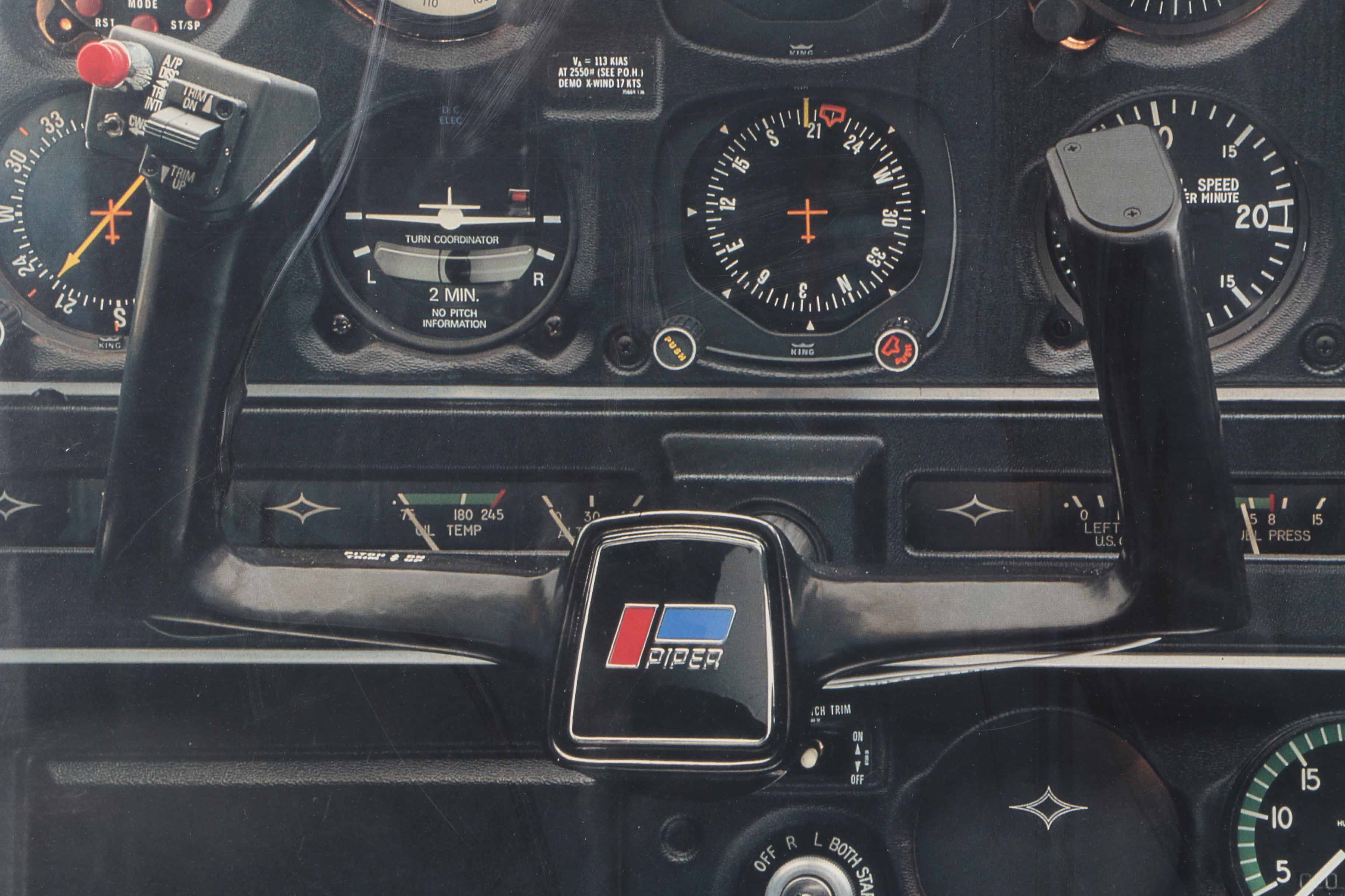 Framed "Archer II Piper" Airplane Control Panel Poster