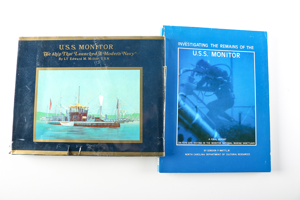 Photograph and Signed Books on the USS "Monitor"