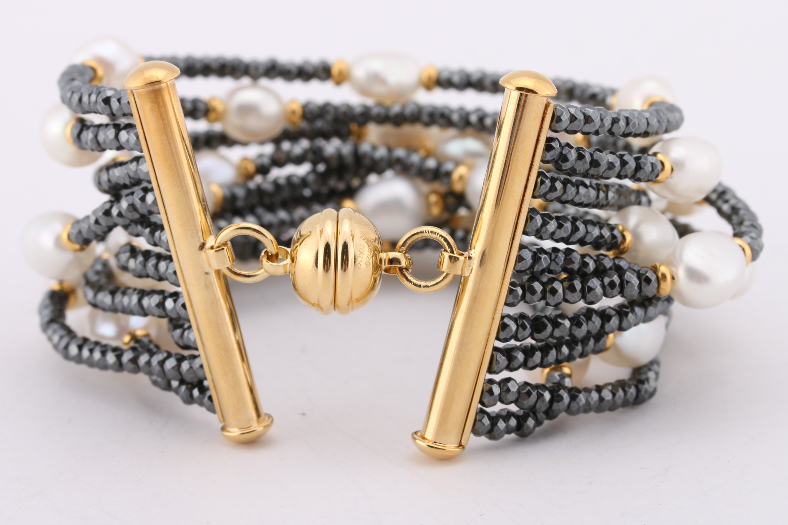 Gold Tone Freshwater Pearl Hematite Bracelets