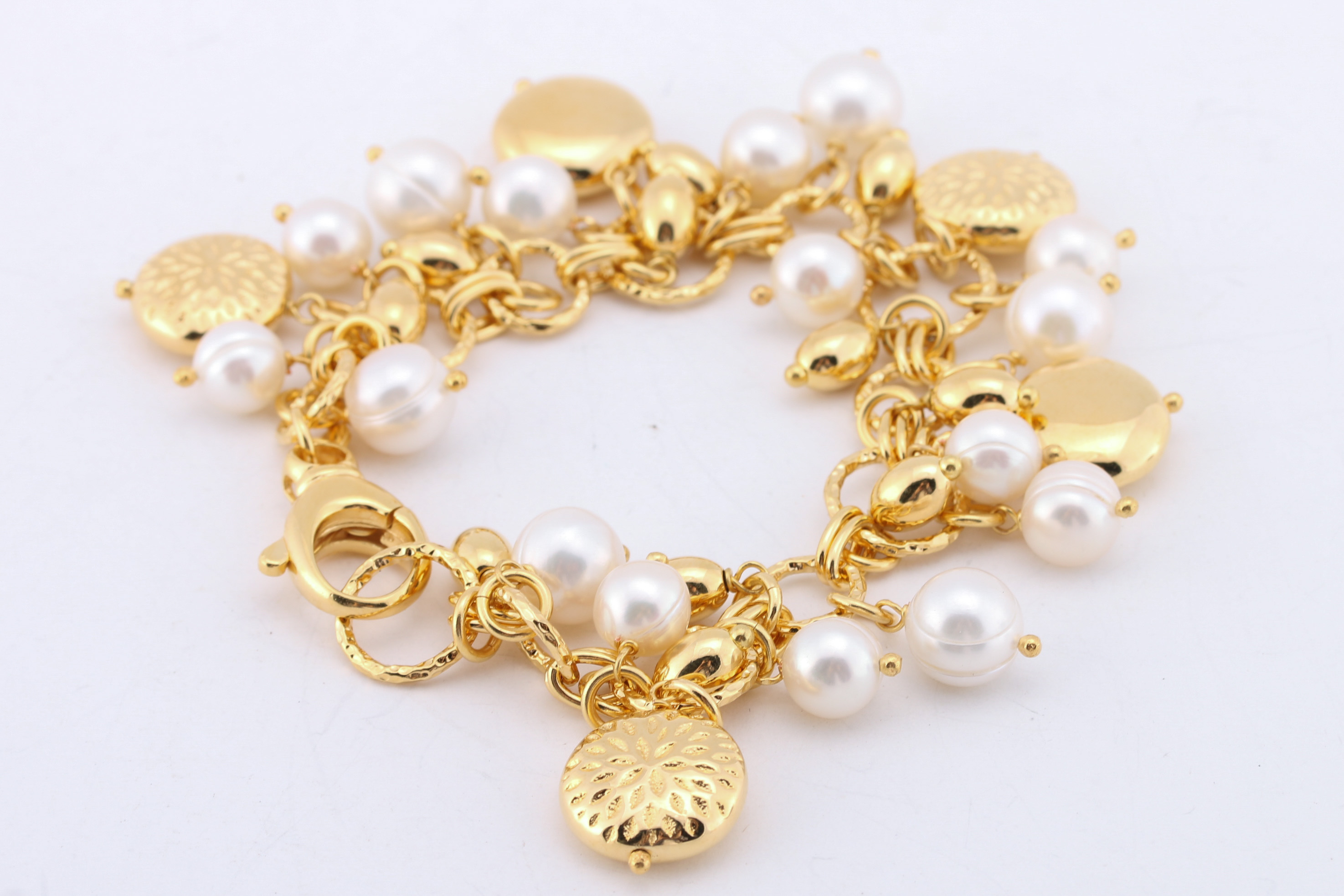 Gold Tone Freshwater Pearl Hematite Bracelets