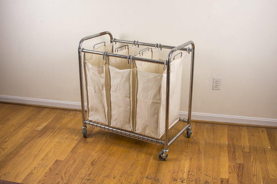 Rolling Laundry Cart and Clothes Folding Gadget