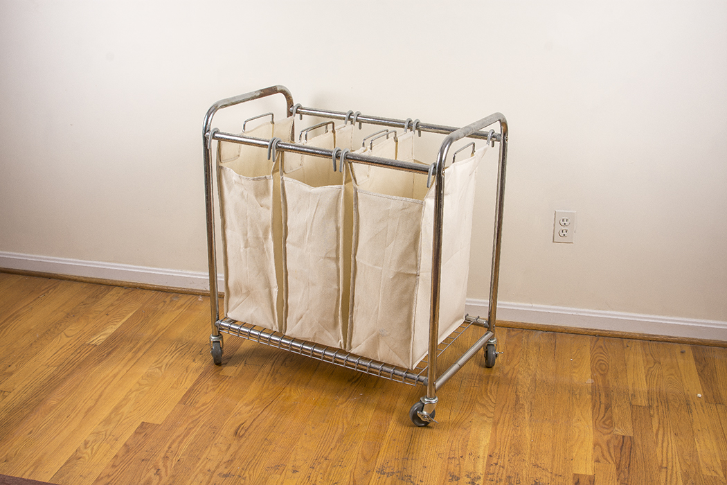 Rolling Laundry Cart and Clothes Folding Gadget