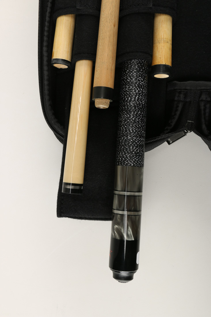 Two McDermott Proline Pool Cue Sticks and Leather Case