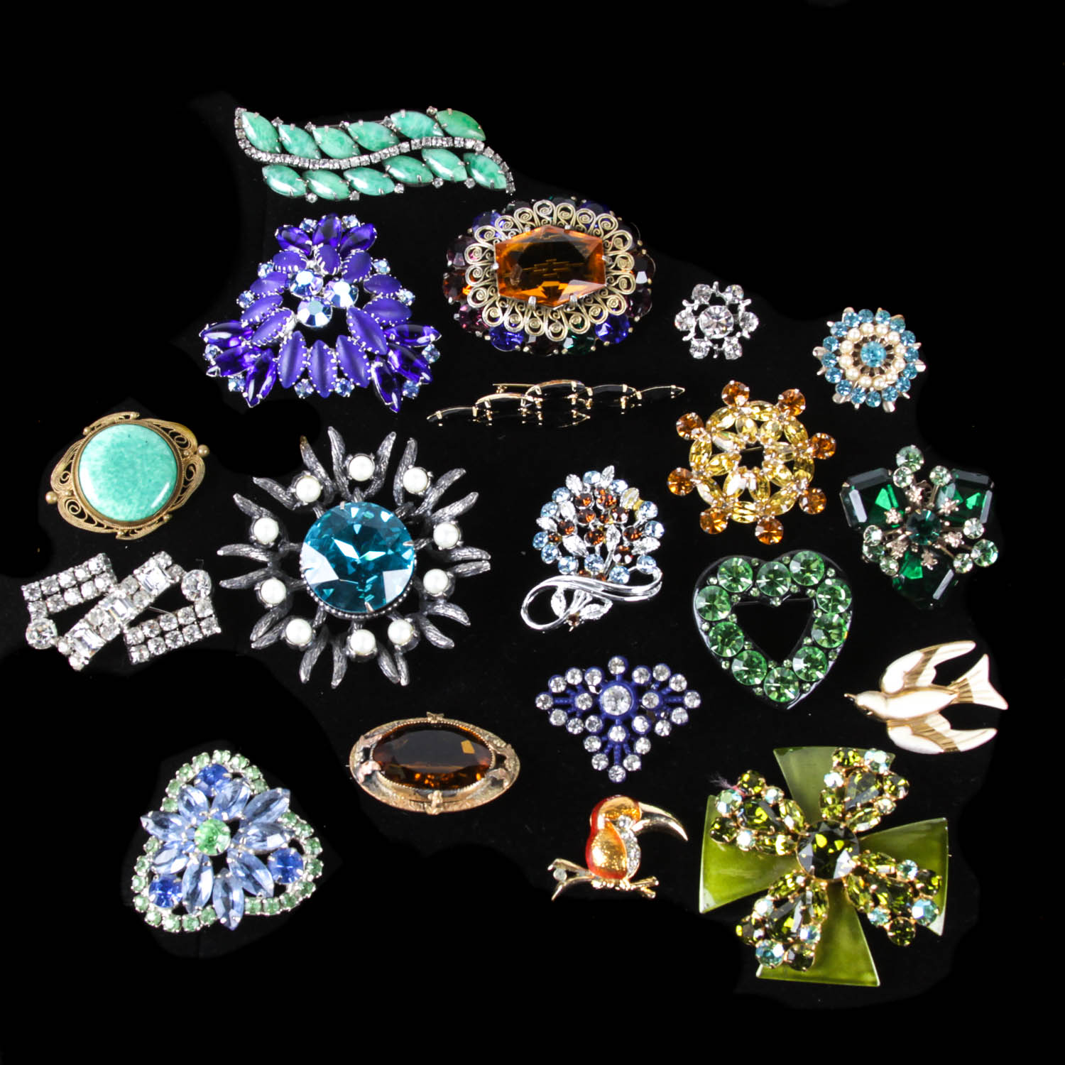 Colorful Collection of Vintage Brooches