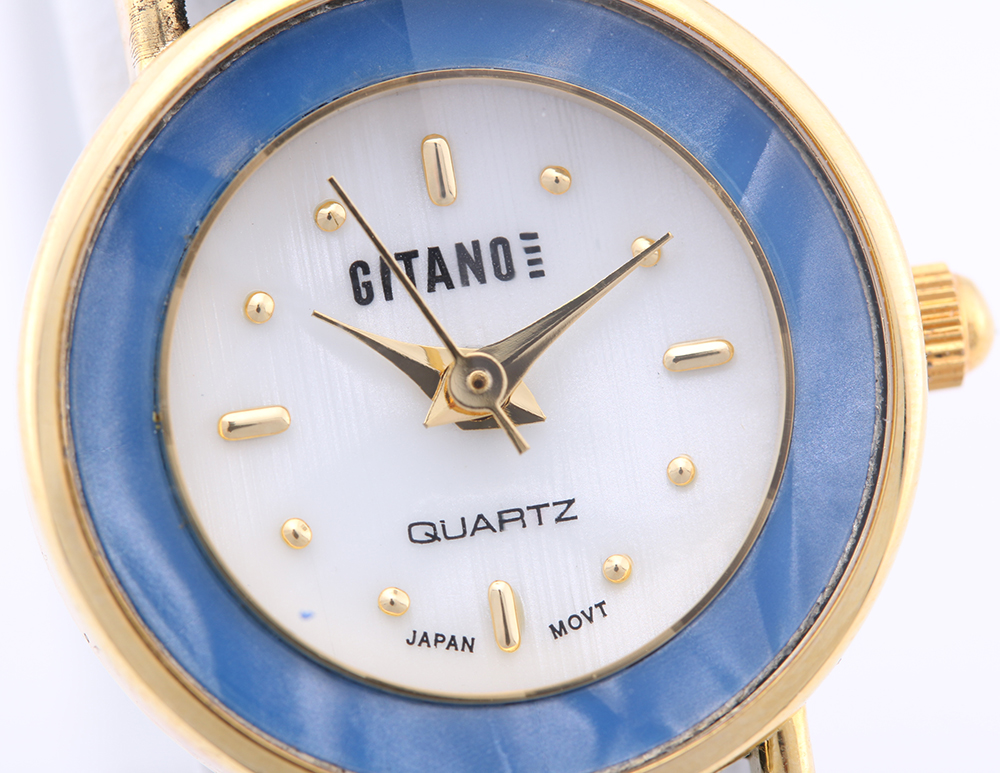 Blue and Gold Tone Gitano Leather Watch