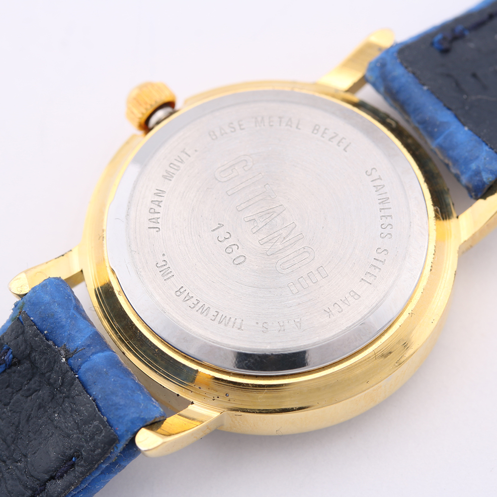 Blue and Gold Tone Gitano Leather Watch
