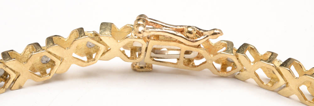 10K Yellow Gold Diamond "X" Link Bracelet