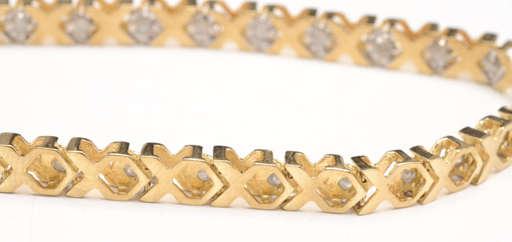 10K Yellow Gold Diamond "X" Link Bracelet