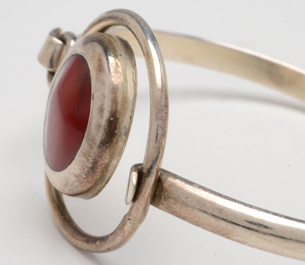 Vintage Mexican Sterling Silver and Dyed Red Coral Openwork Bracelet