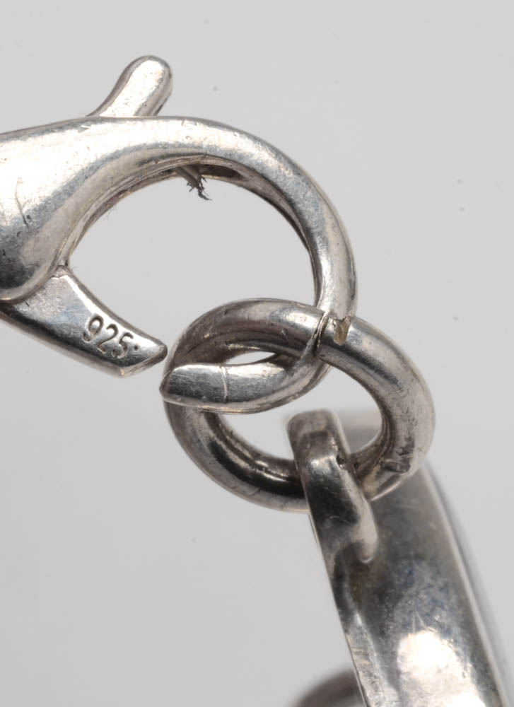 Sterling Silver Black Resin Inlaid Link Bracelet