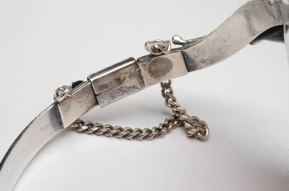 Sterling Silver and Rhodochrosite Cuff Bracelet