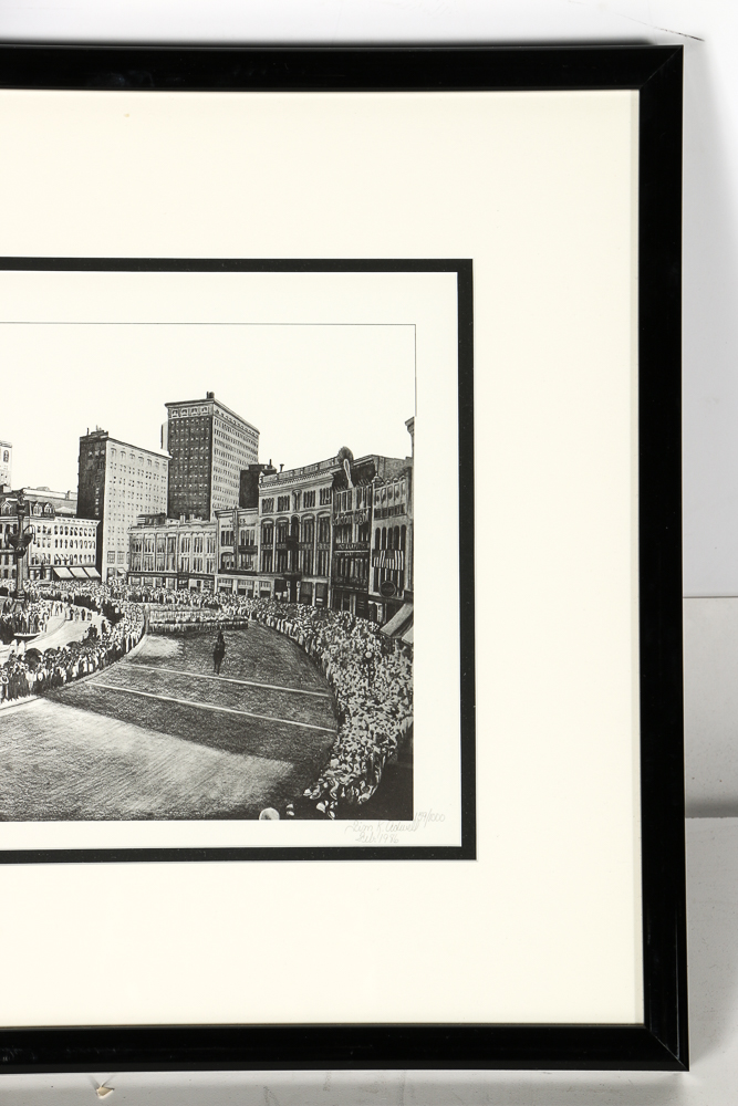 Tim K. Adwell Offset Lithograph "Monument Circle Farewell Parade"