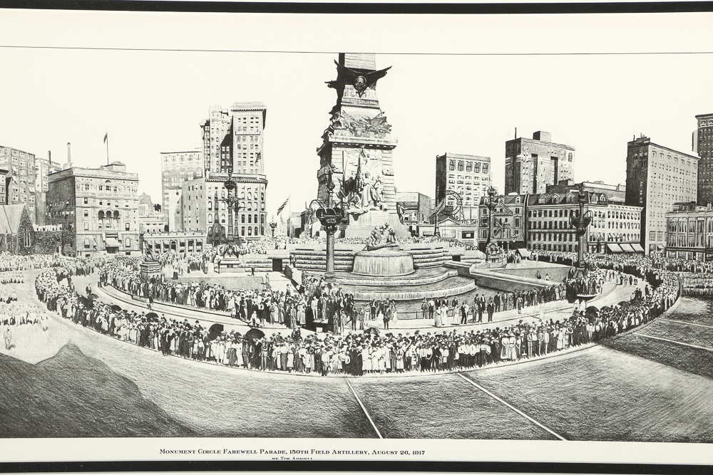 Tim K. Adwell Offset Lithograph "Monument Circle Farewell Parade"