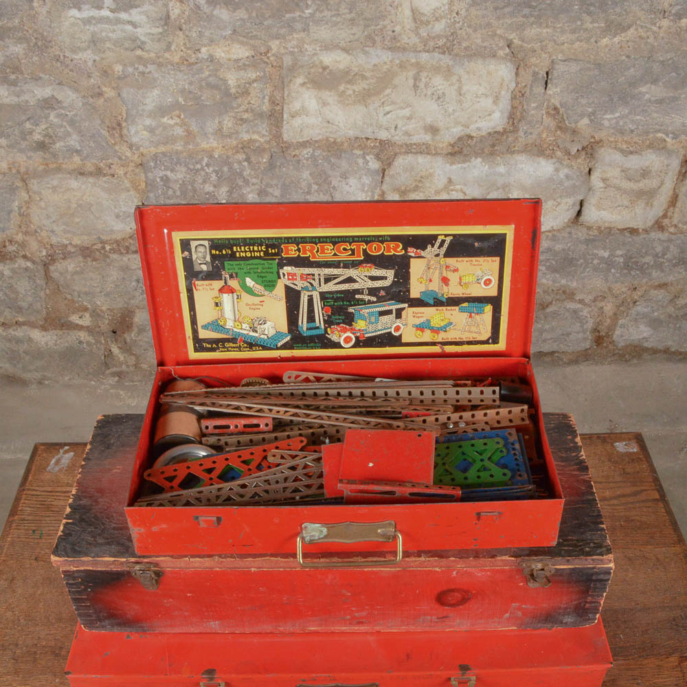 Three Vintage Erector Sets