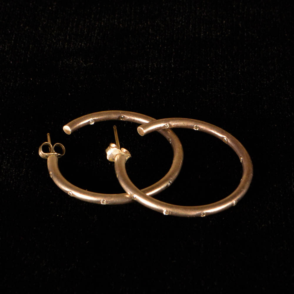 Sterling Silver andCubic Zirconia Hoop Earrings