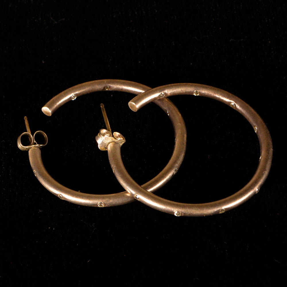 Sterling Silver andCubic Zirconia Hoop Earrings