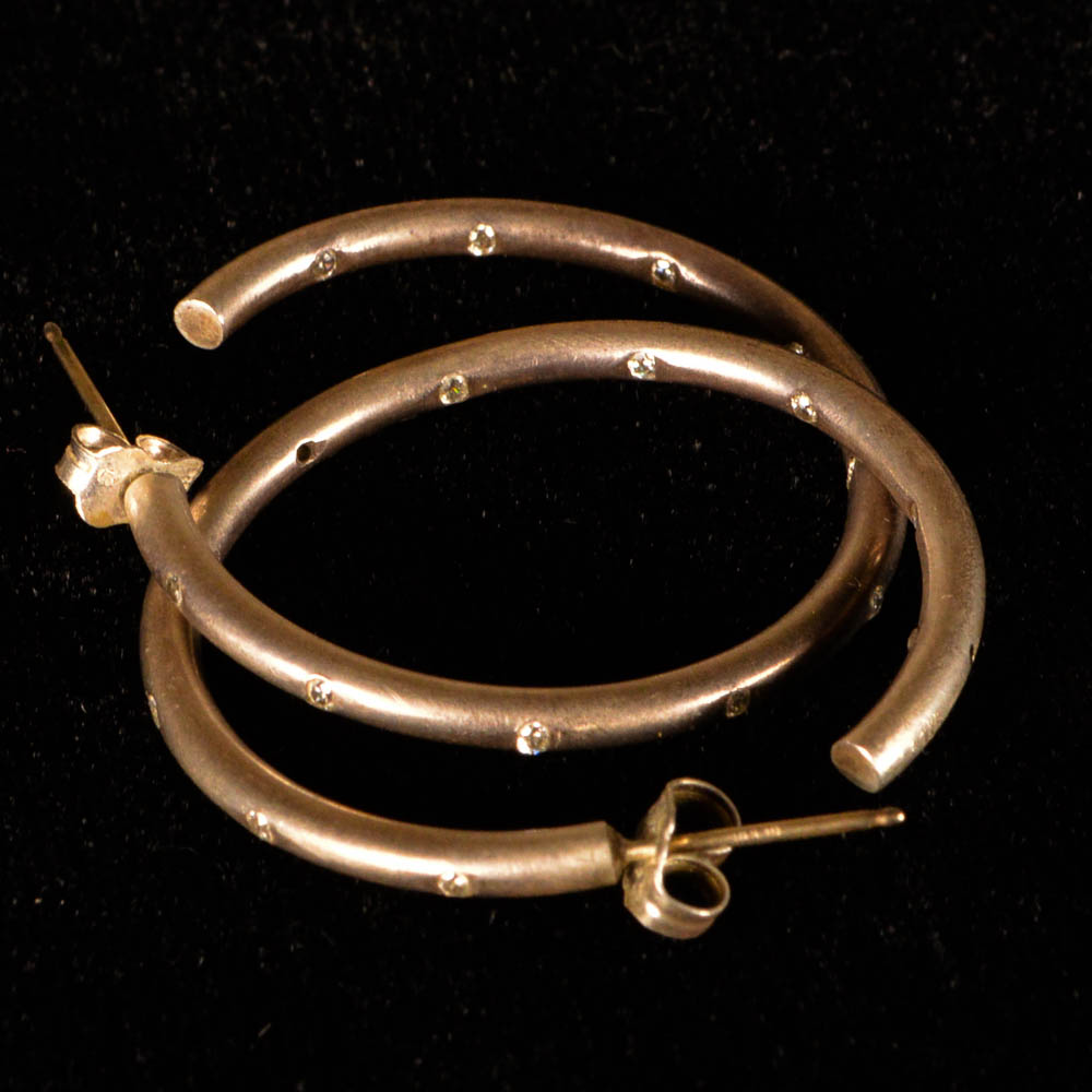 Sterling Silver andCubic Zirconia Hoop Earrings