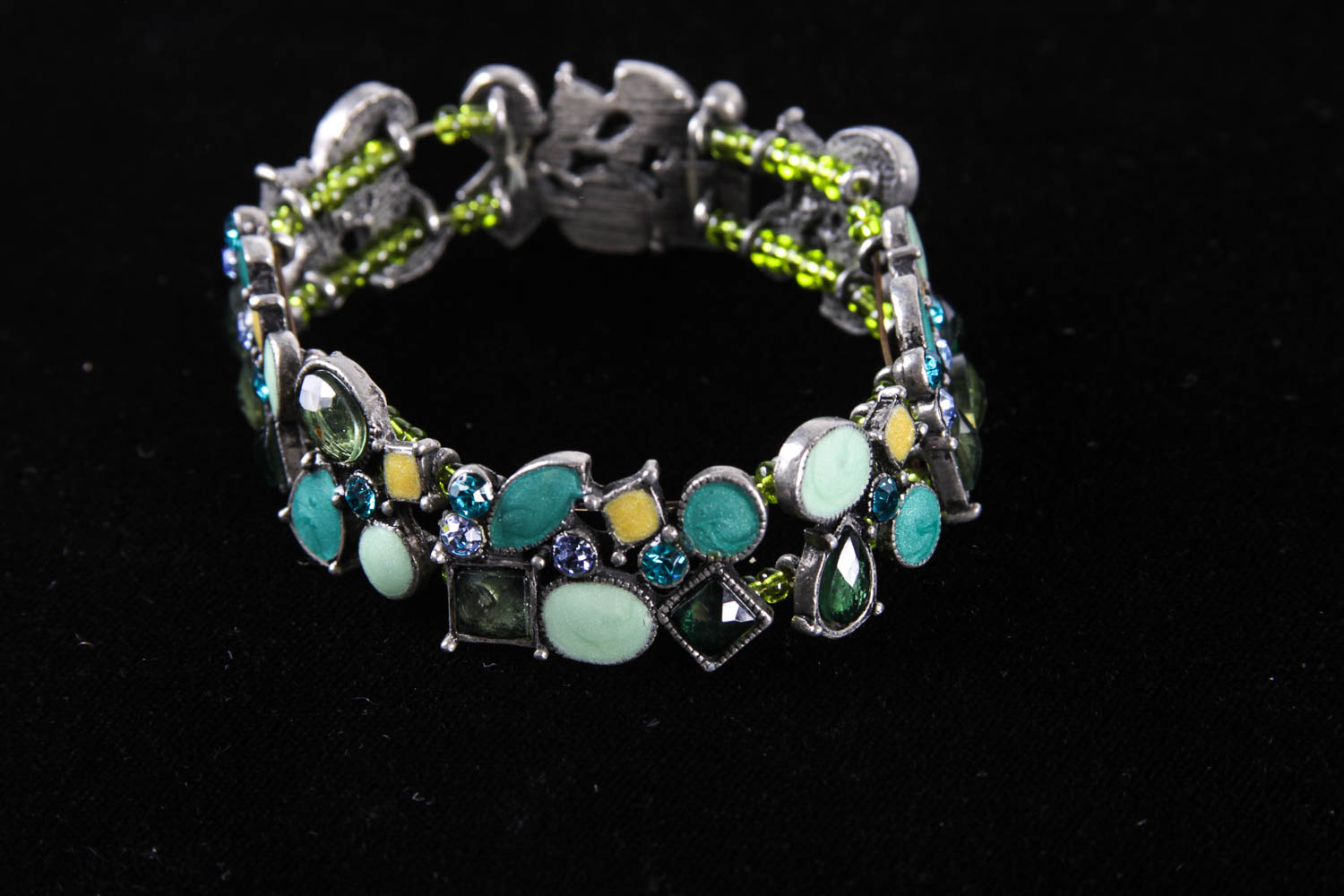 Collection of Green and Gold Costume Bracelets