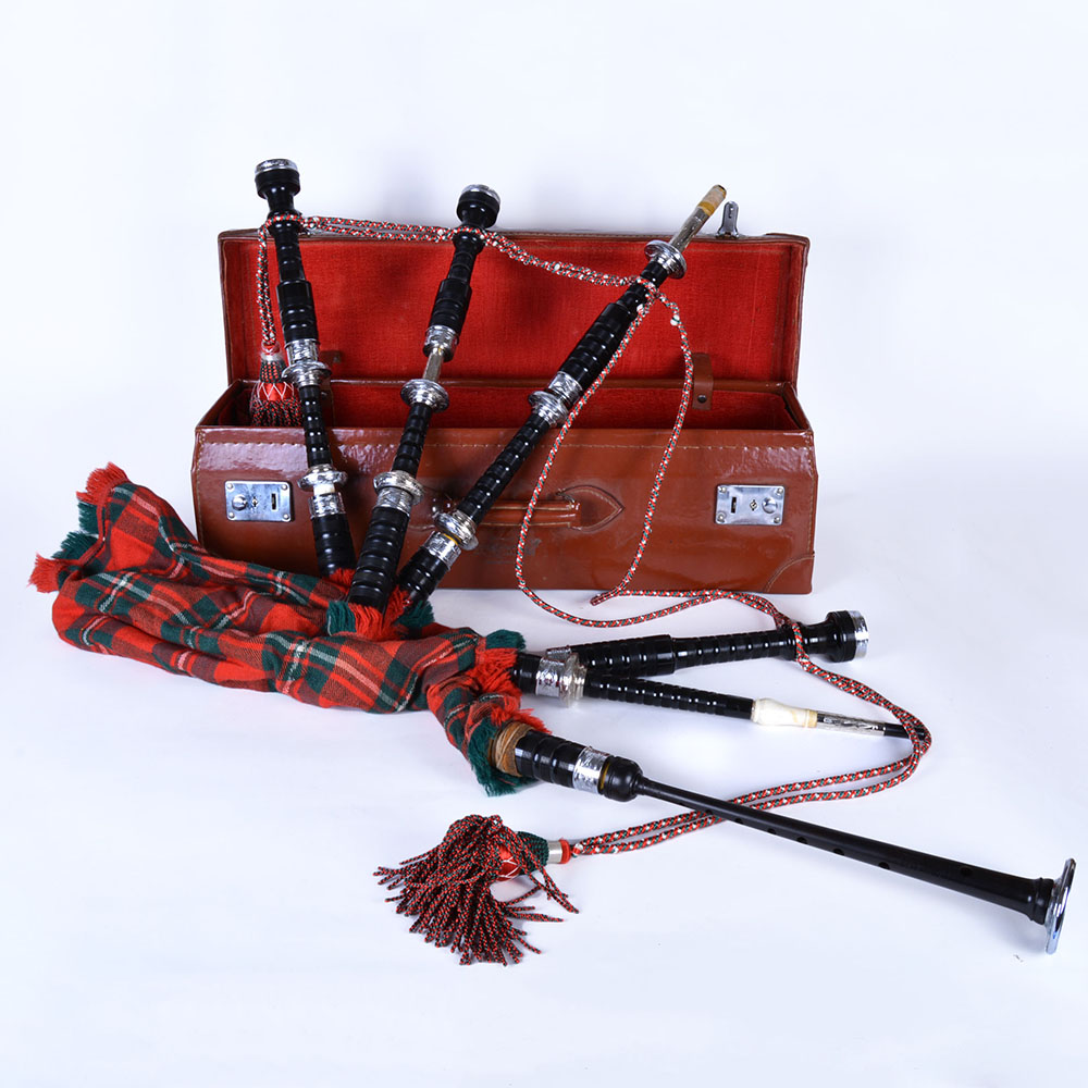 Green and Red Tartan Bagpipes