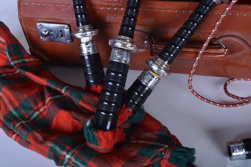 Green and Red Tartan Bagpipes