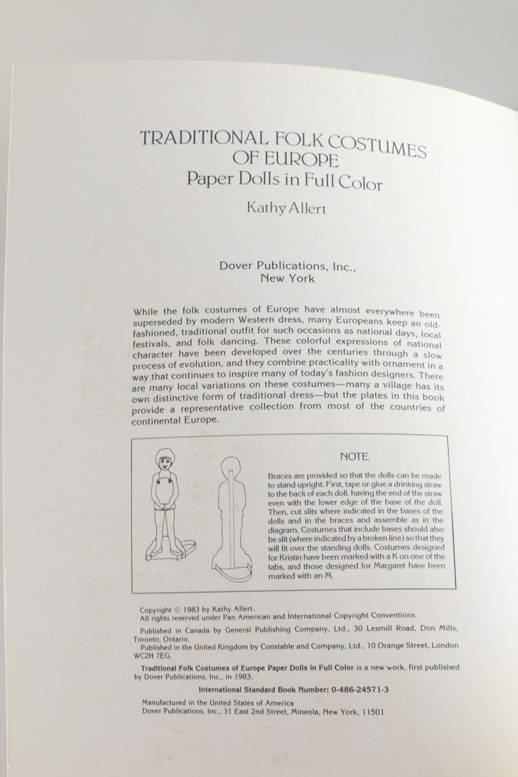 Dover Publications Folk Costume Paper Doll Booklet