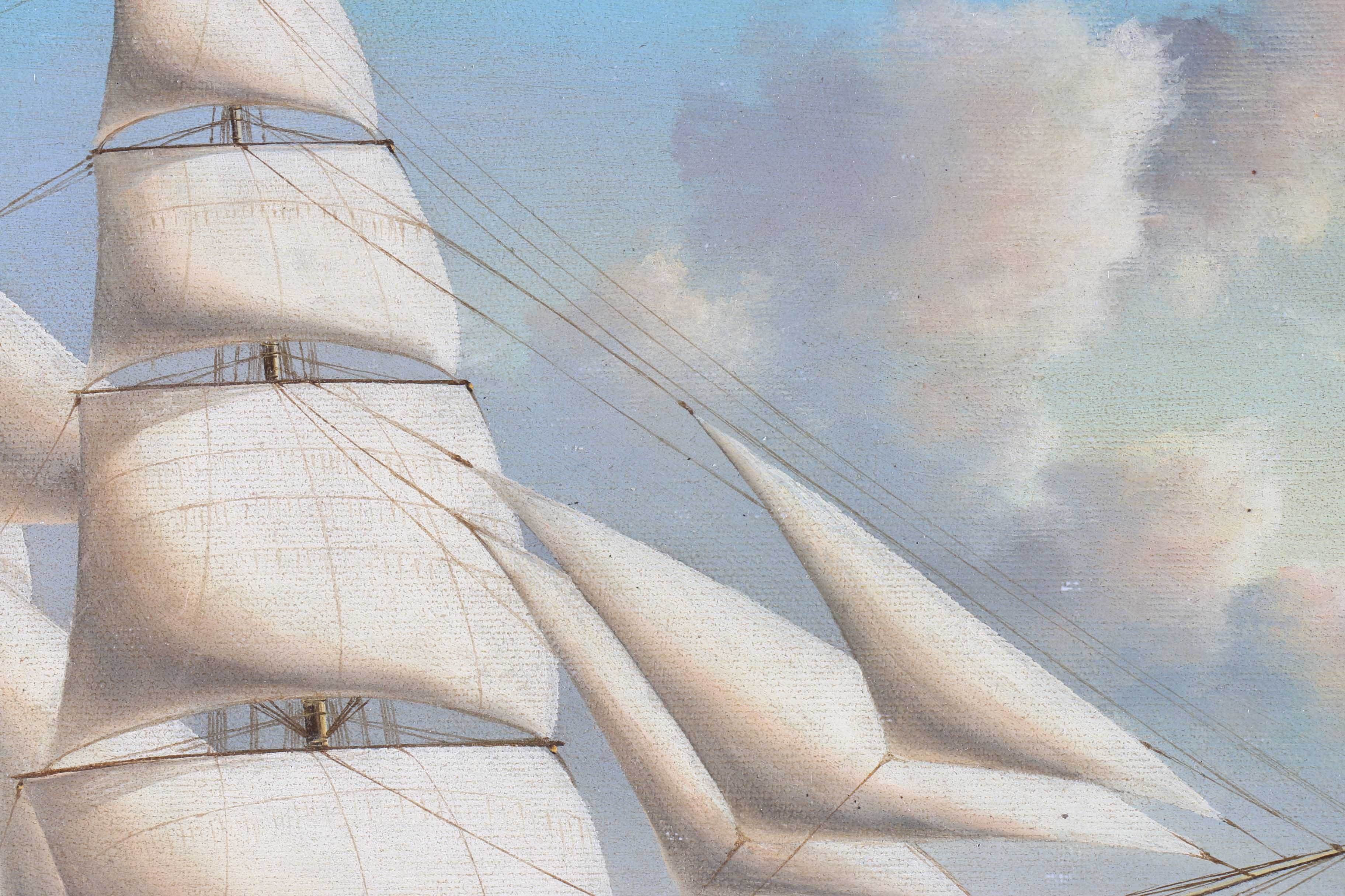 Signed Webb Oil Painting of a Clipper