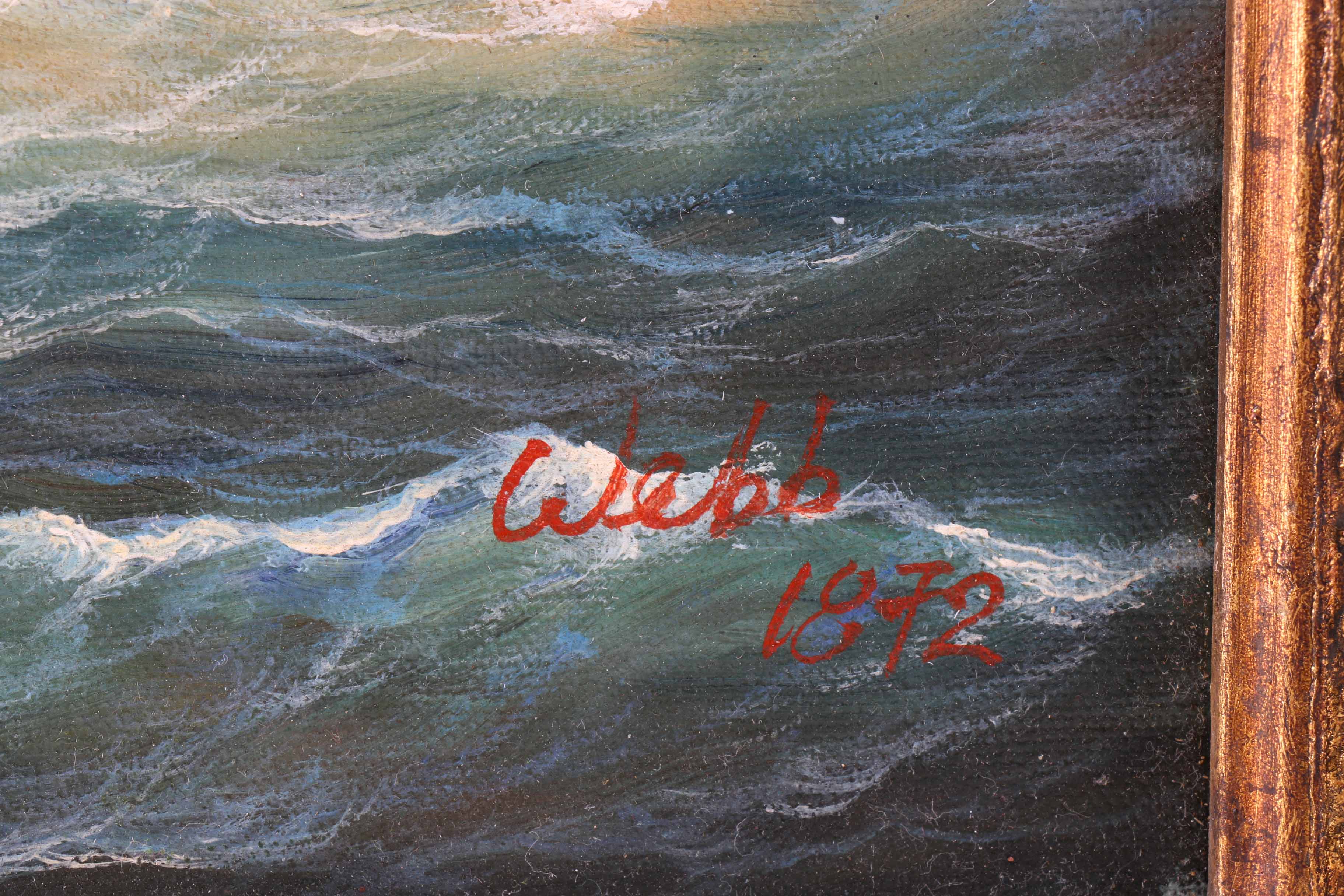 Signed Webb Oil Painting of a Clipper