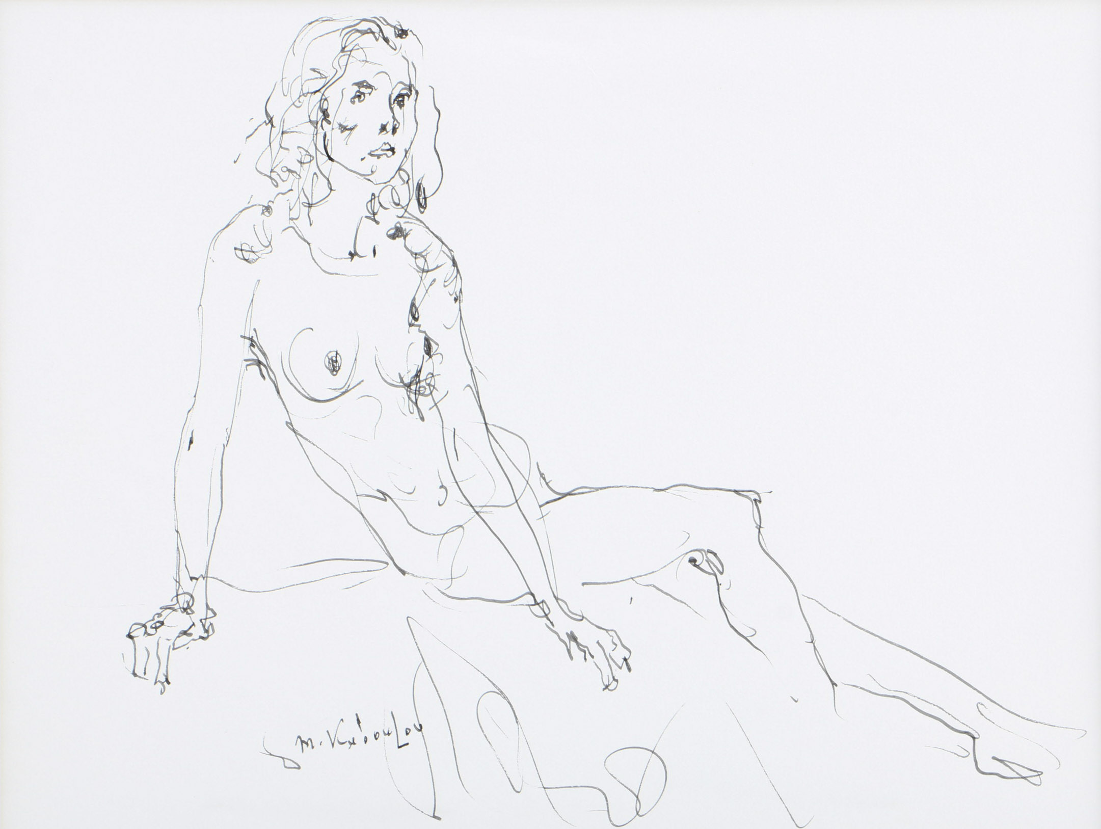 Murat Kaboulov Signed Original Drawing of Nude