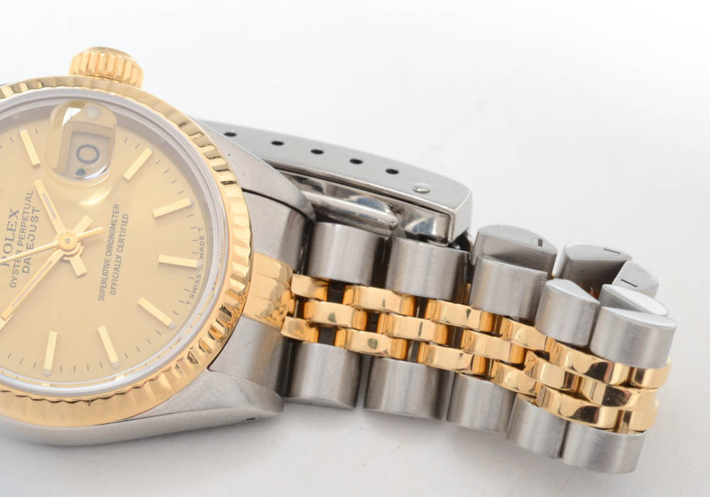 Women's Rolex Datejust 18K Yellow Gold and Stainless Steel Champagne Index Dial Automatic Watch