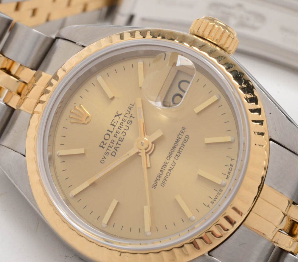 Women's Rolex Datejust 18K Yellow Gold and Stainless Steel Champagne Index Dial Automatic Watch