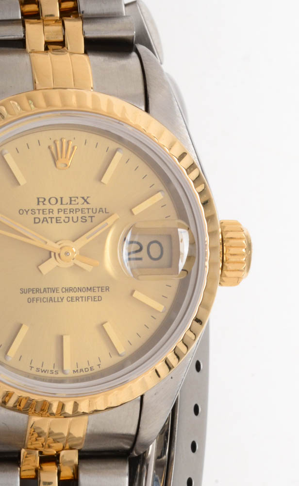 Women's Rolex Datejust 18K Yellow Gold and Stainless Steel Champagne Index Dial Automatic Watch