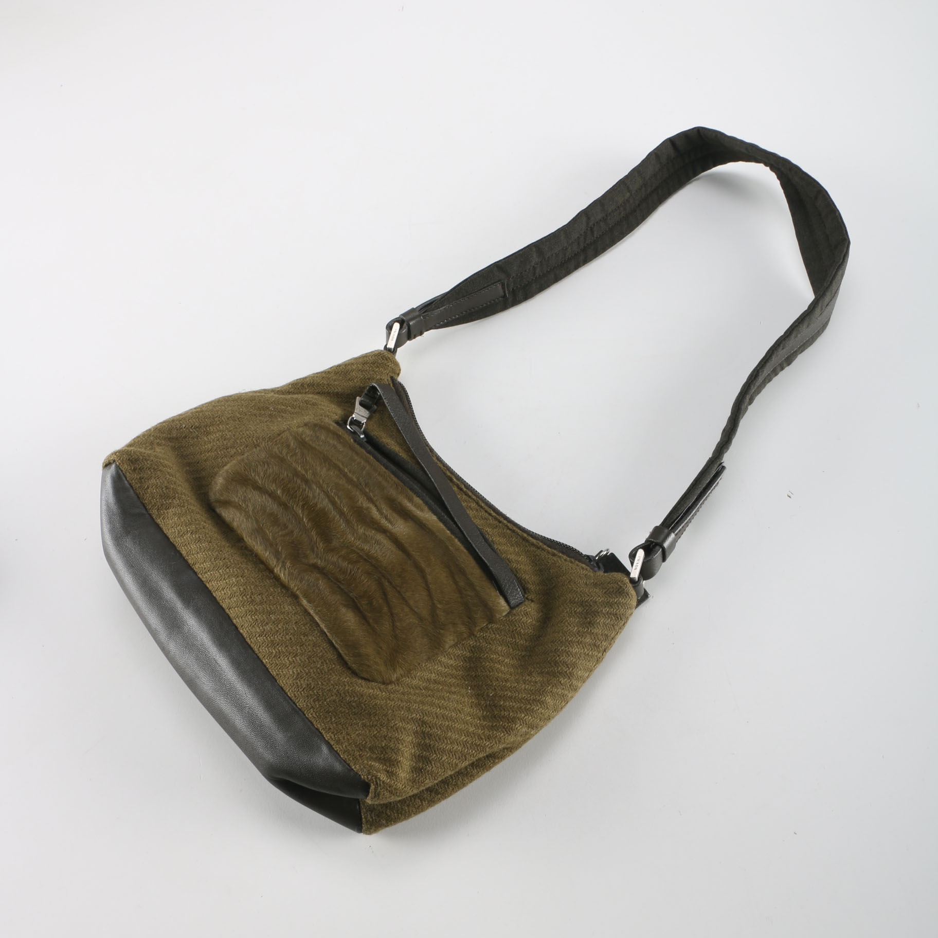Prada Olive Green Wool Shoulder Bag