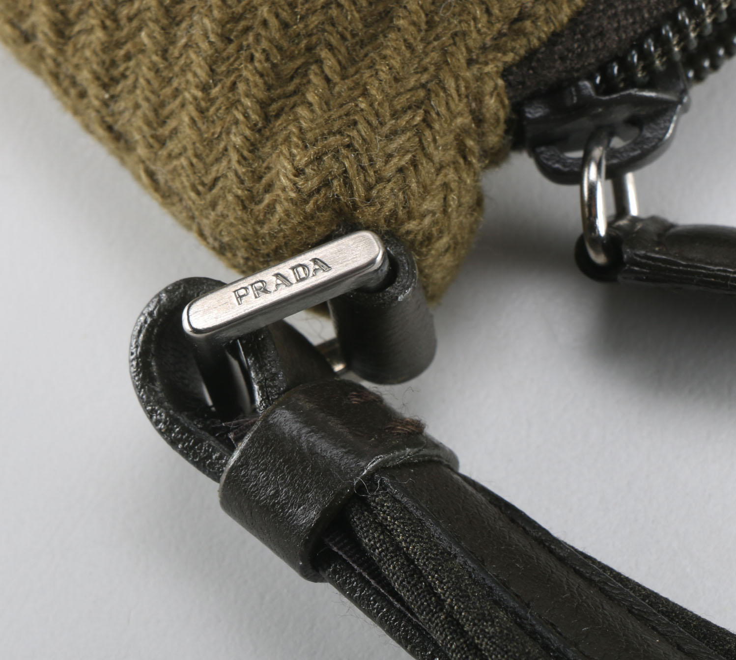 Prada Olive Green Wool Shoulder Bag