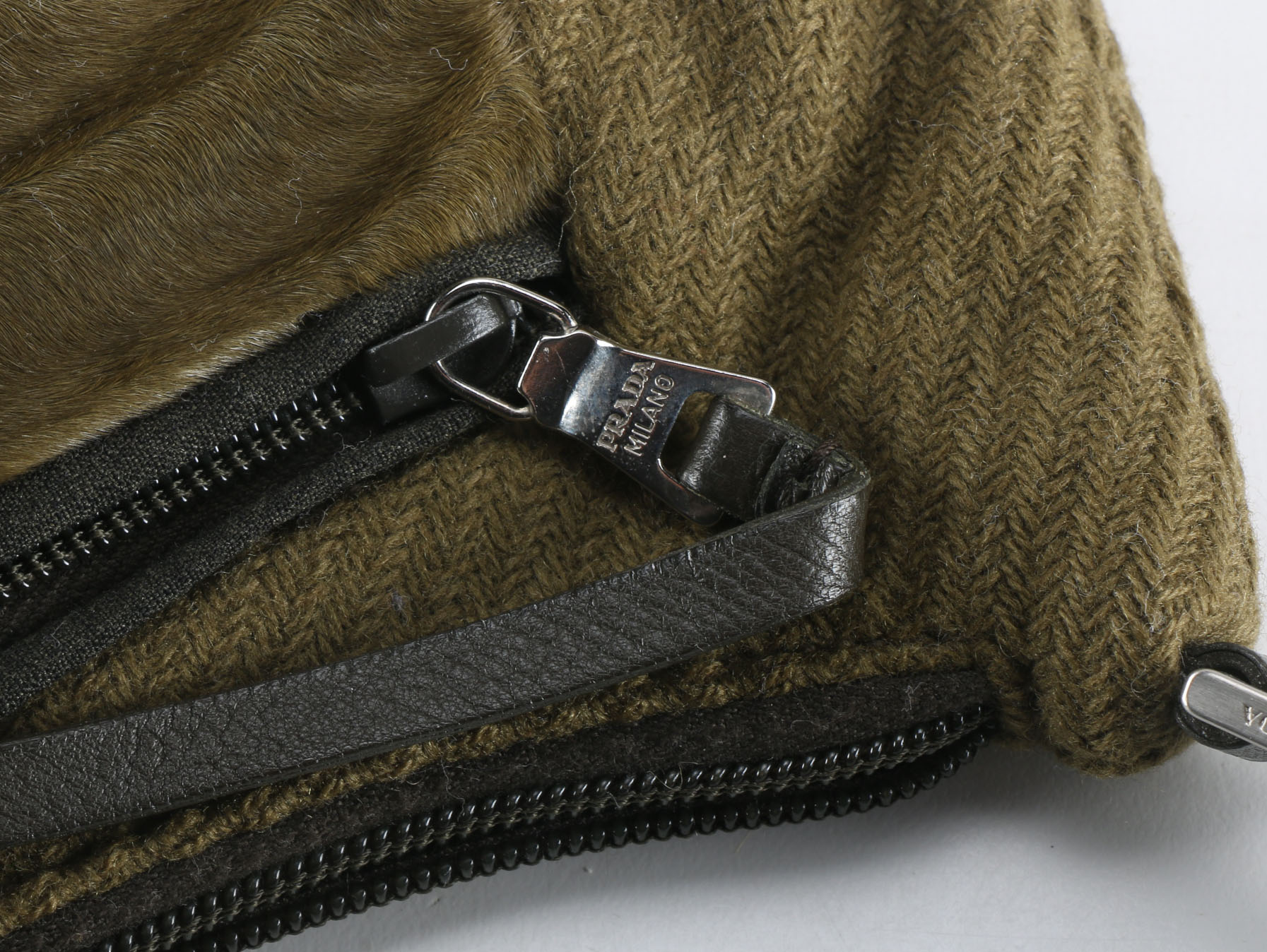 Prada Olive Green Wool Shoulder Bag