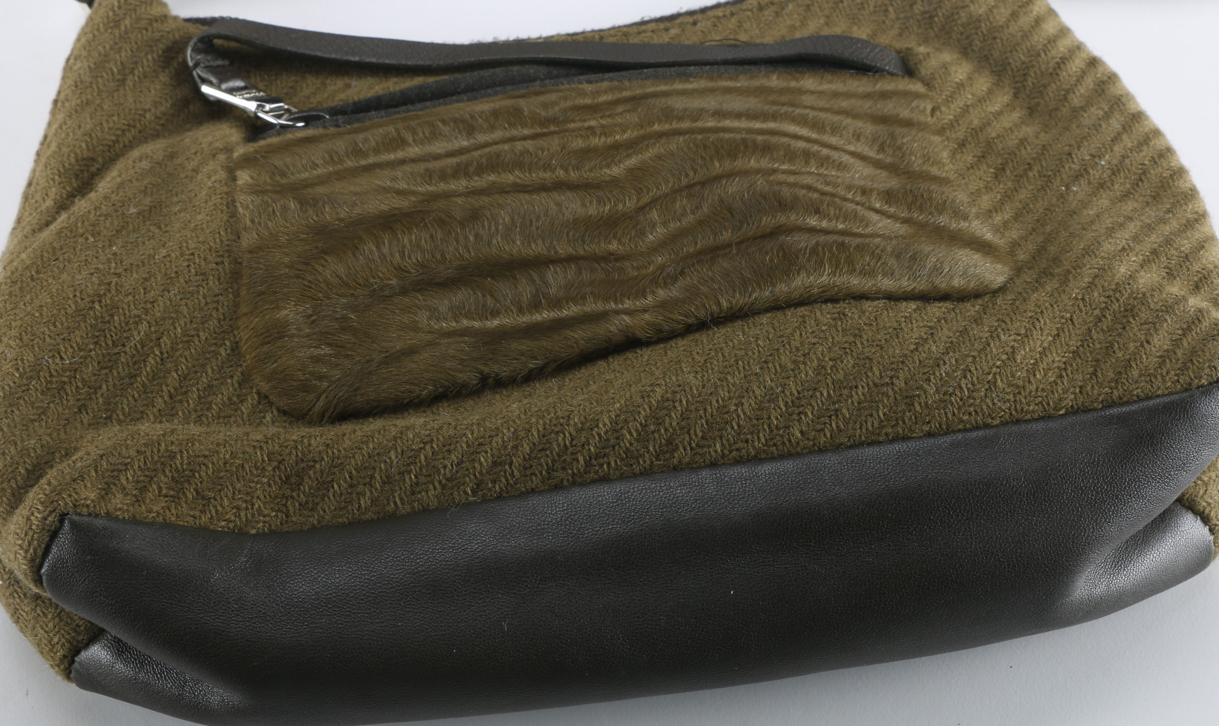 Prada Olive Green Wool Shoulder Bag