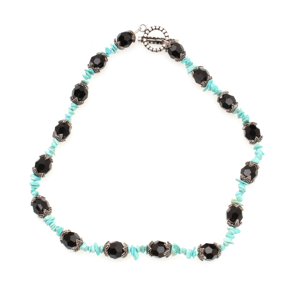 Sterling Silver Turquoise and Onyx Necklace