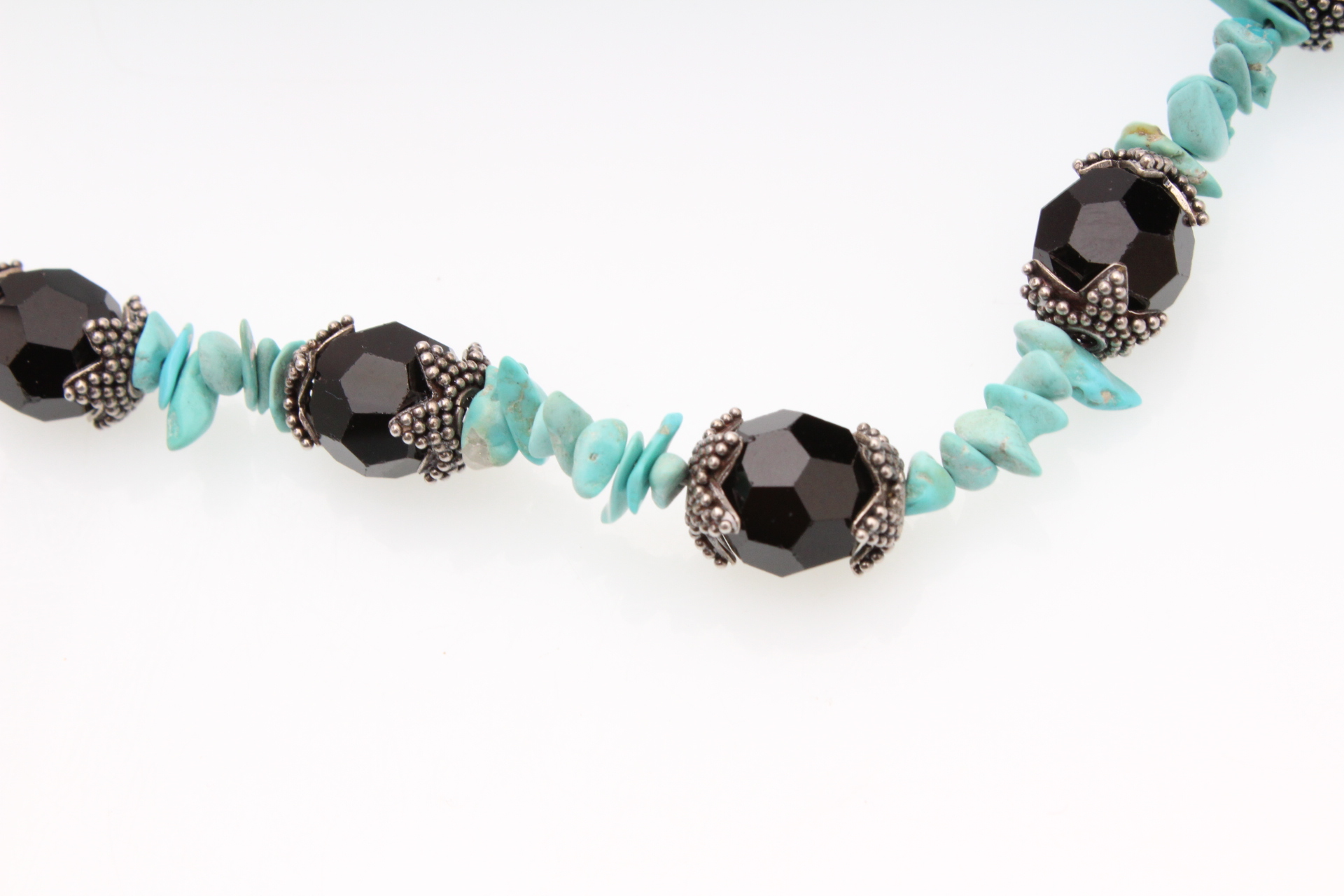 Sterling Silver Turquoise and Onyx Necklace