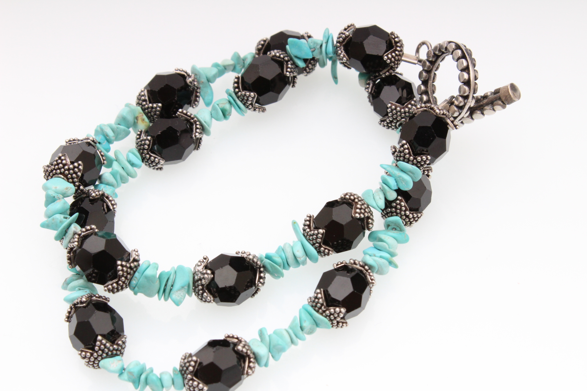 Sterling Silver Turquoise and Onyx Necklace